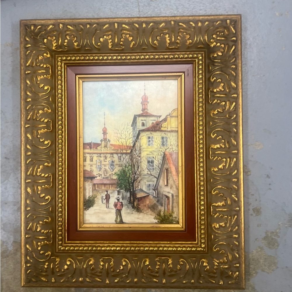 Elegant Gold Framed Cityscape Painting
